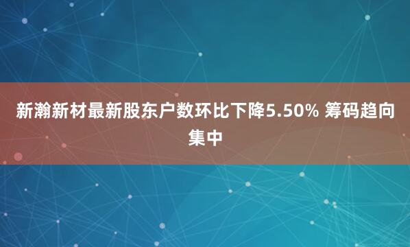 新瀚新材最新股东户数环比下降5.50% 筹码趋向集中